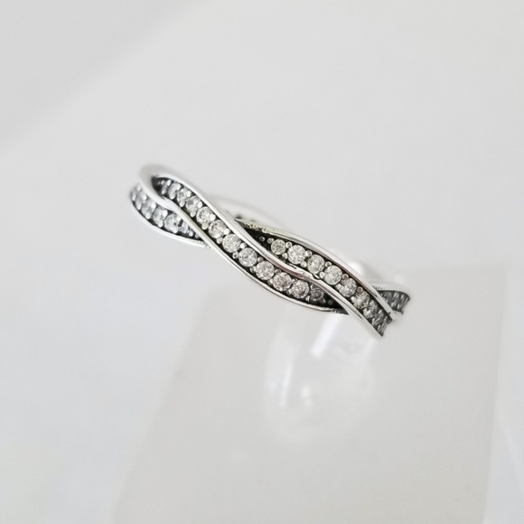 Sterling Silver Eternity Braided Pave Band - Picture 2 of 8